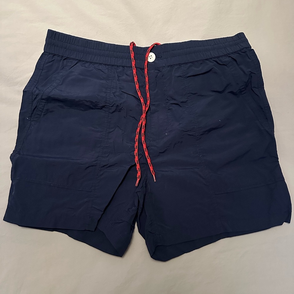 Alex Mill Nylon Dark Blue Shorts with Red Drawstring